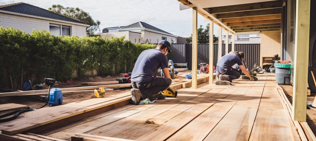 Modern outdoor deck design with seating and landscaping in San Jose