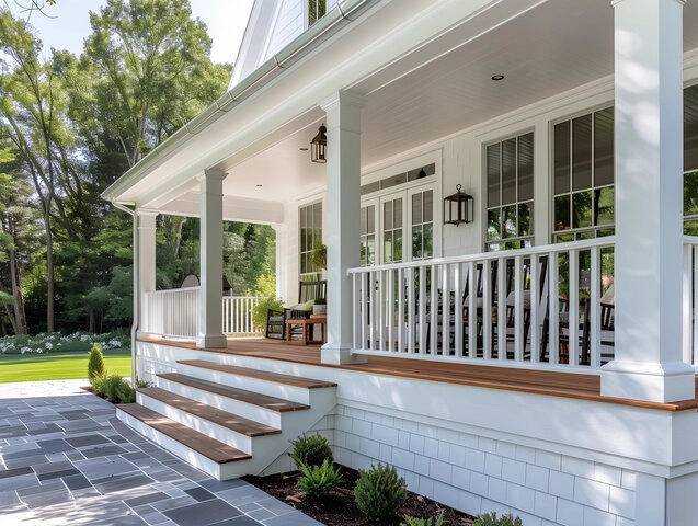 Durable concrete porch installation on a modern San Jose property